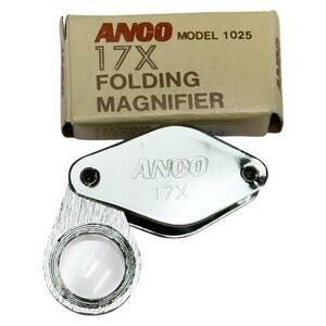 Vintage ANCO Model 1025 Jewelers Loupe 17x Pocket Magnifier Folding Chrome Glass